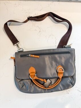 NWOT Twenty9Five Gray Crossbody Messenger Bag with Tan Leather Accents
